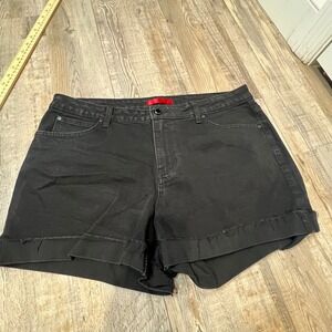 Jennifer Lopez Black Denim‎ Shorts Distressed Cuffed High Rise Size 16
